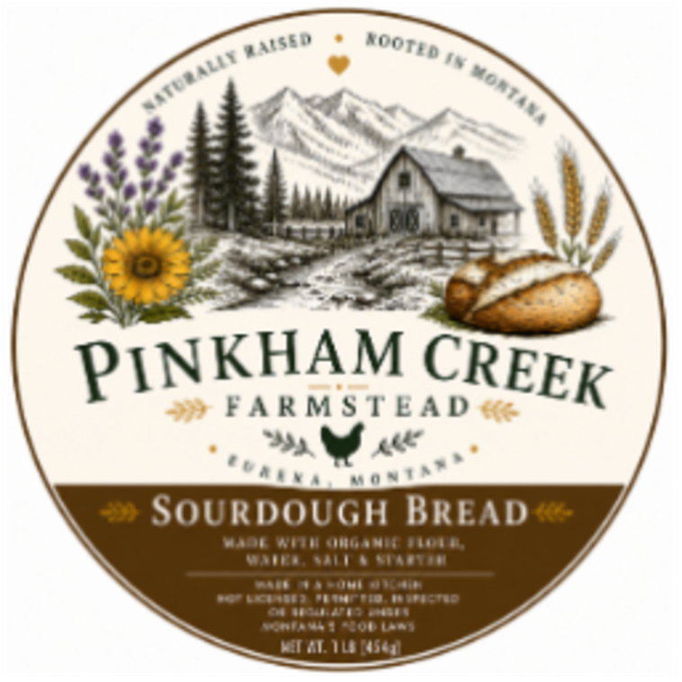 Pinkham Creek Farmstead sourdough bread label